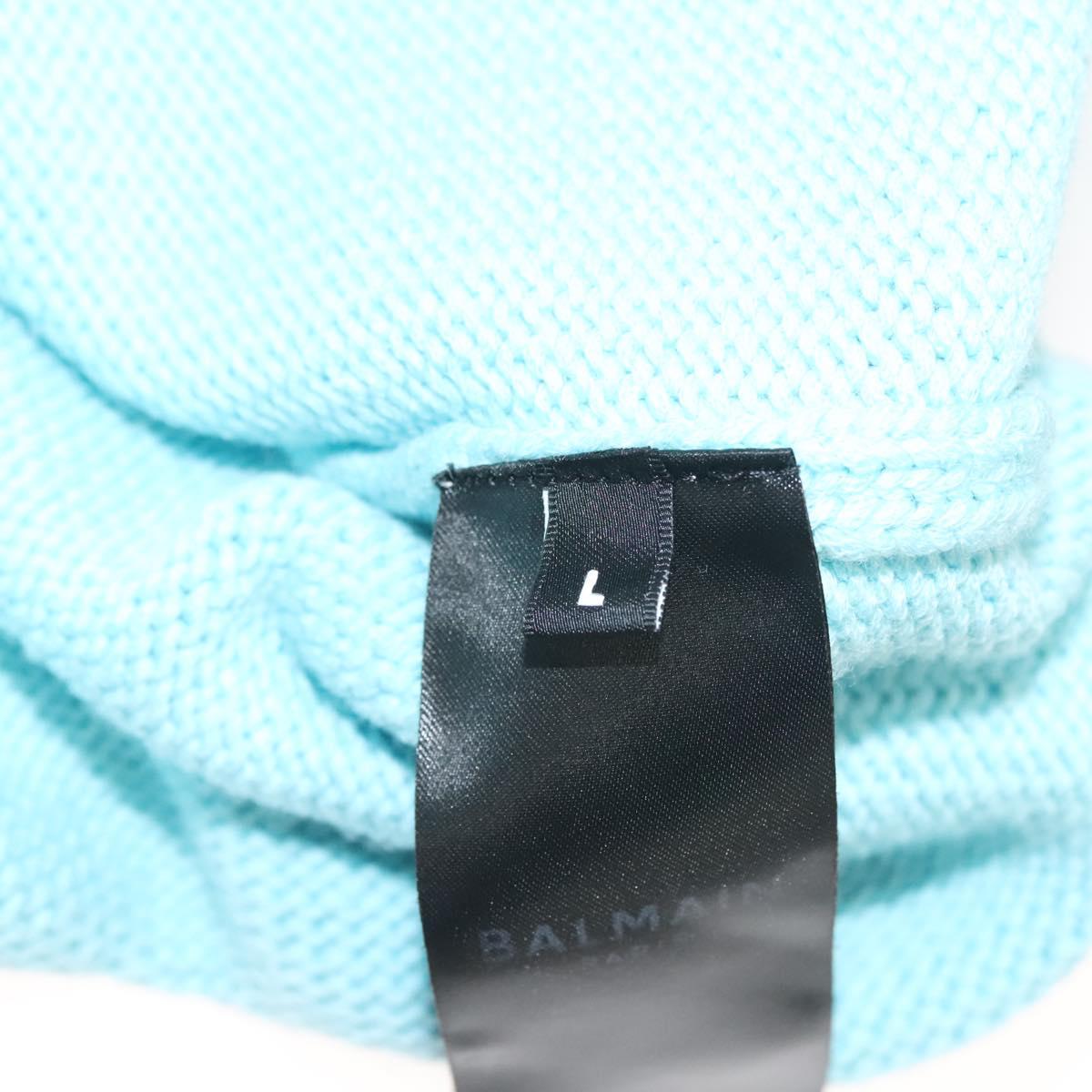 BALMAIN Long Sleeve Knitted Fabrics Wool Light Blue Auth ym021M
