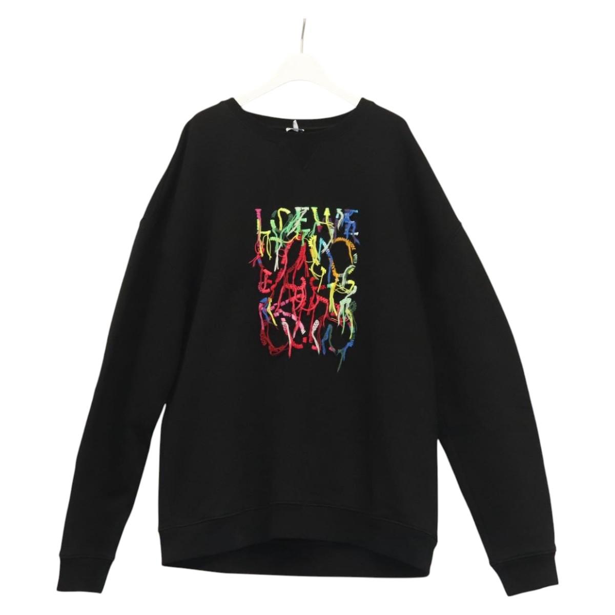LOEWE Anagram Long Sleeve Sweatshirt Long Sleeved Cotton Black Auth ym028M