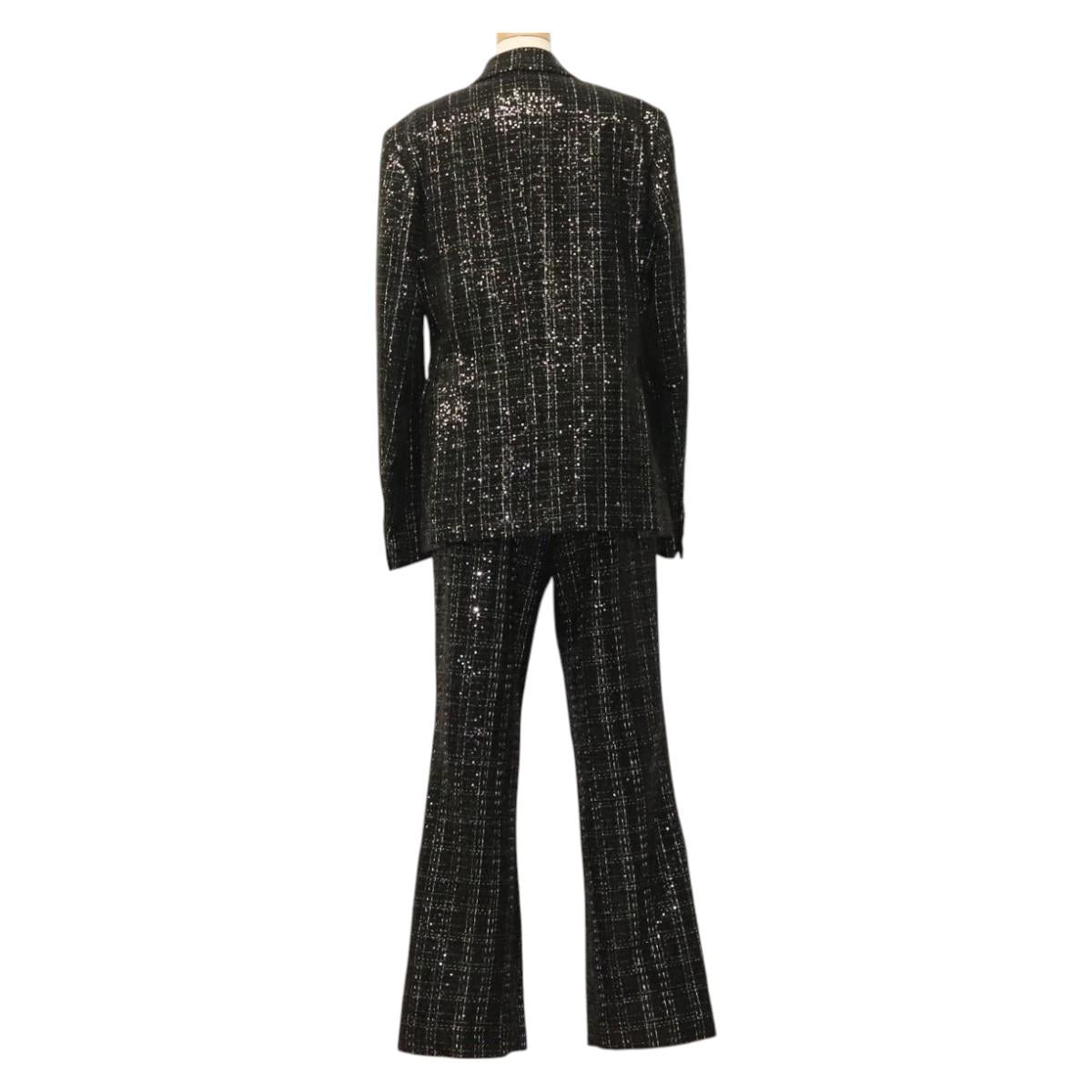AMIRI Double Breasted Jacket And Pants set Jacket Sequin Black Auth ym031M