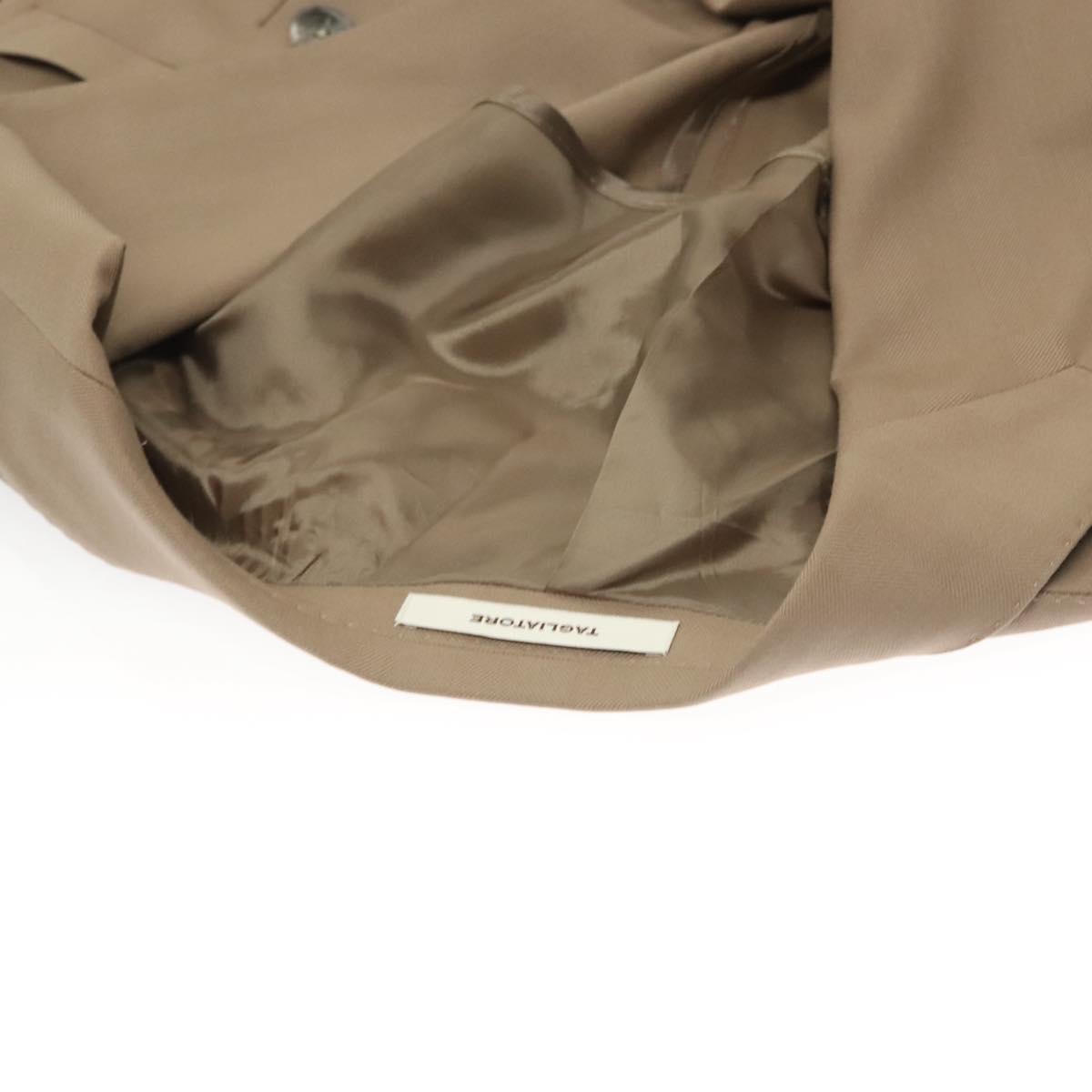TAGLIATORE Double Breasted Jacket And Slacks Set Wool Beige Auth ym040M