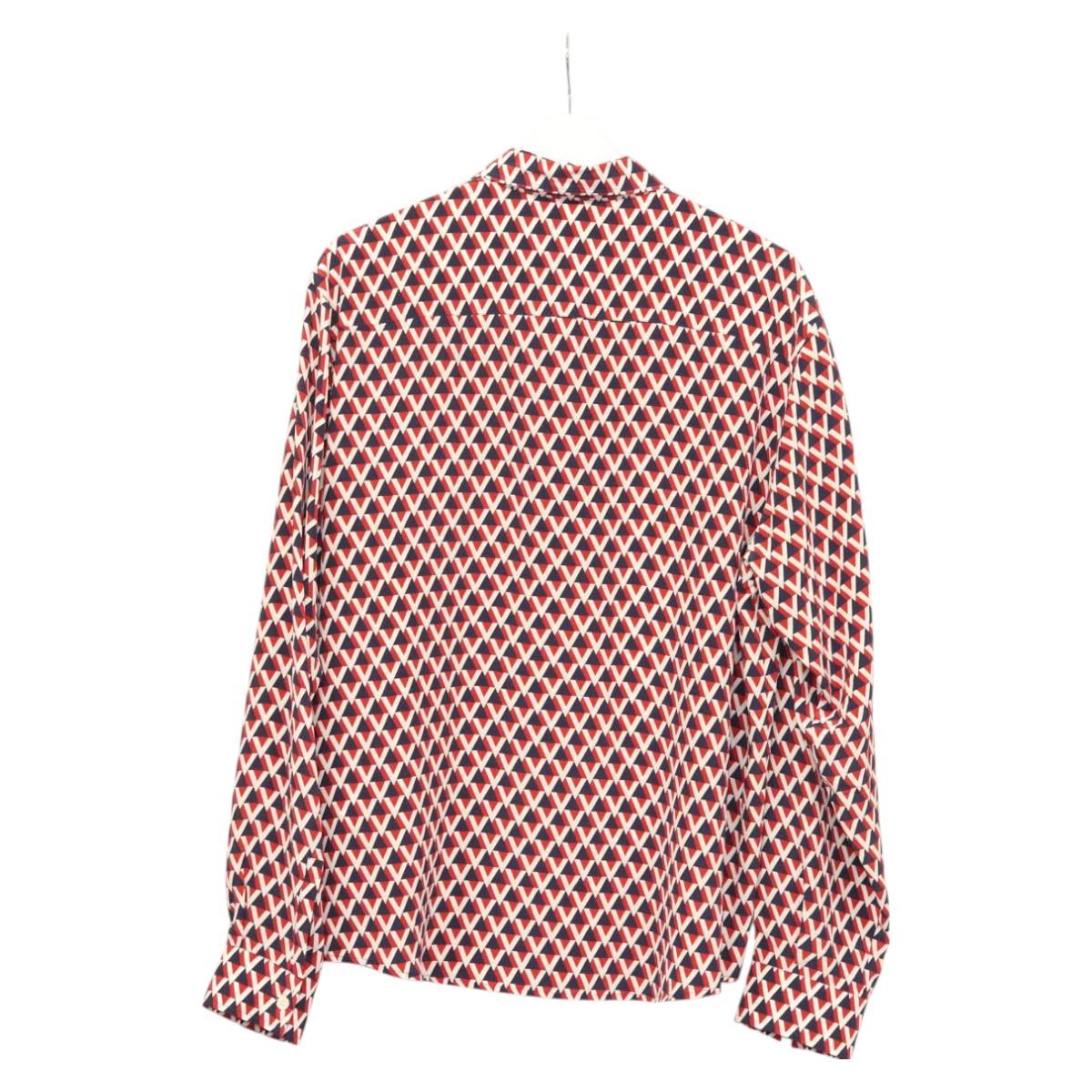 VALENTINO Long Sleeved Silk Red Navy Auth ym053M