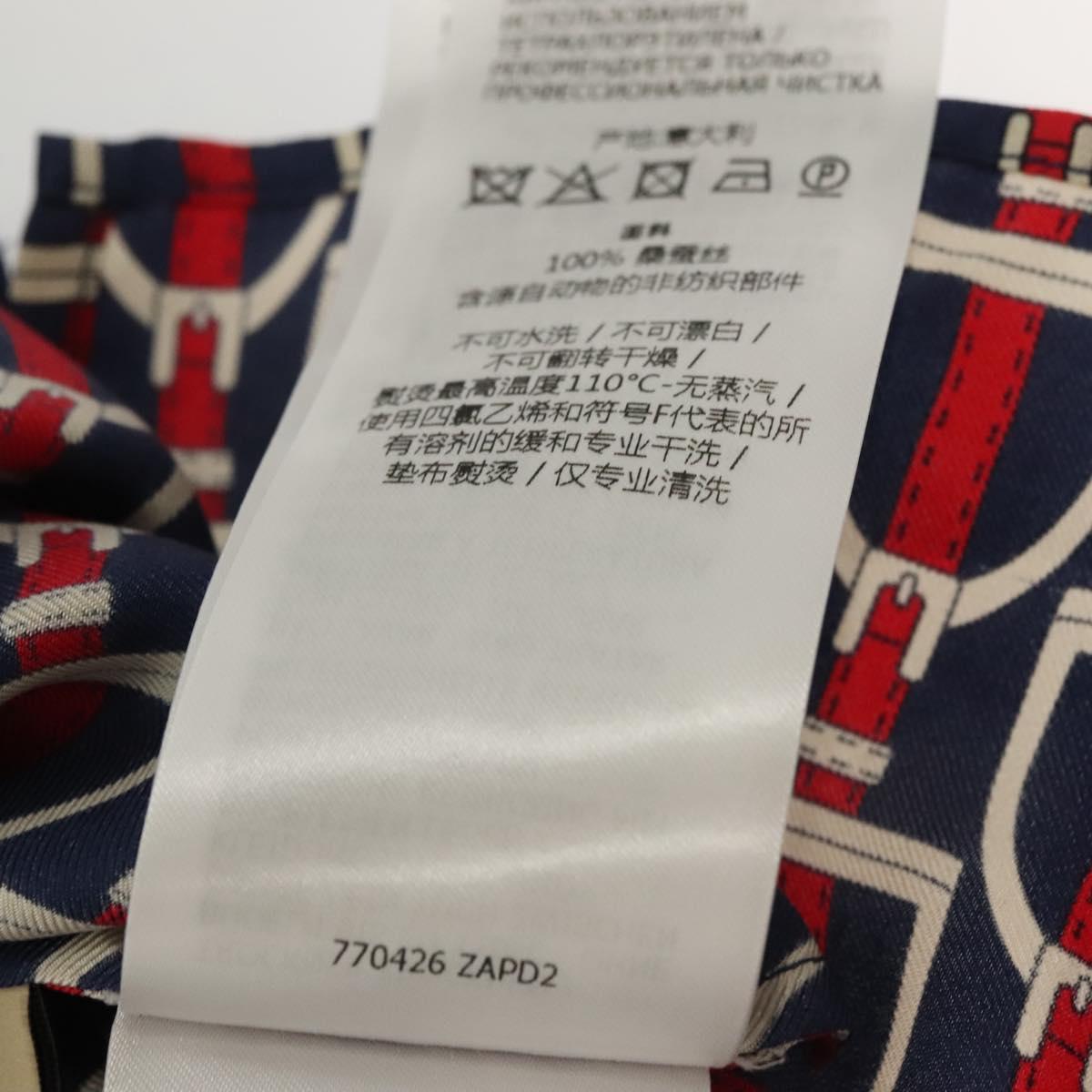 GUCCI Long Sleeved Shirt Silk 46 Red Navy Auth ym054M
