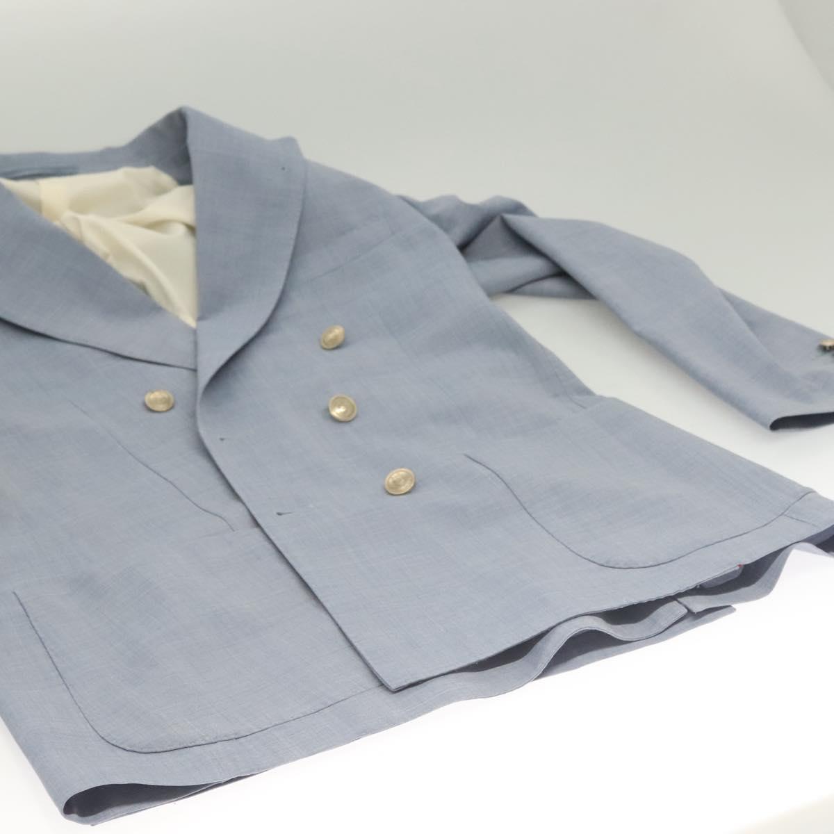 eleventy Double Breasted Jacket And Slacks Set Wool Light Blue Auth ym058M
