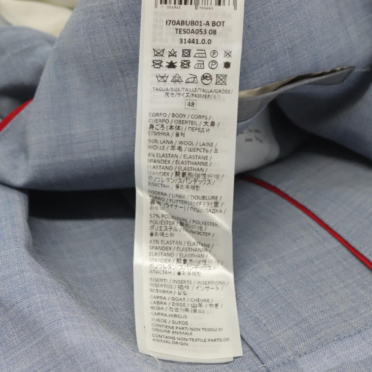 eleventy Double Breasted Jacket And Slacks Set Wool Light Blue Auth ym058M