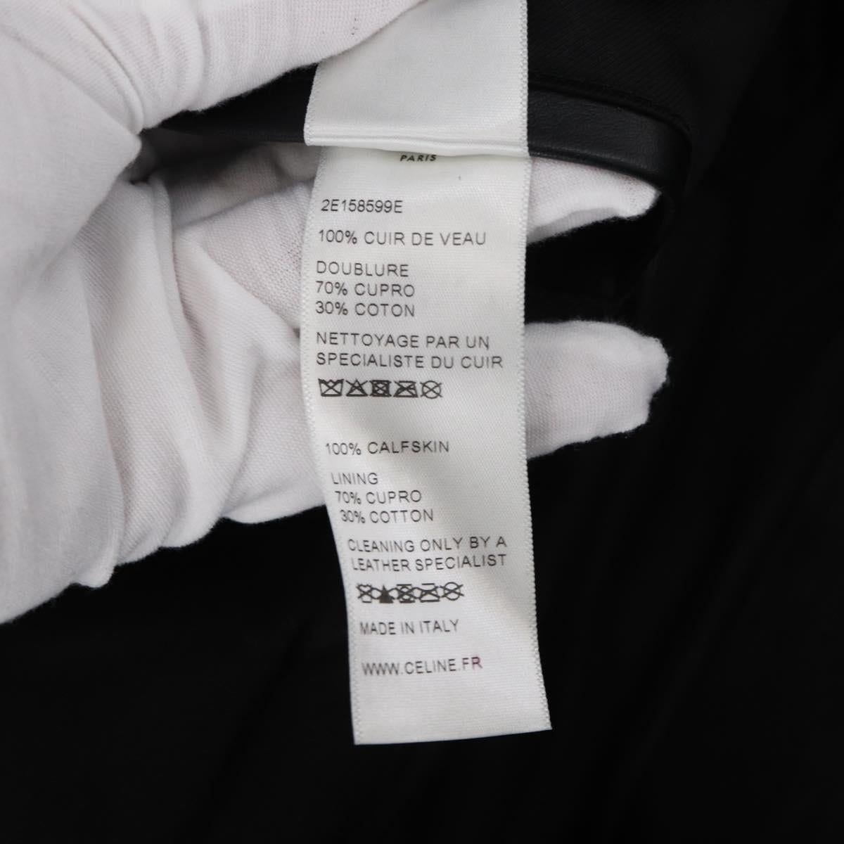 CELINE Riders Jacket Leather 50 Black Auth ym067M