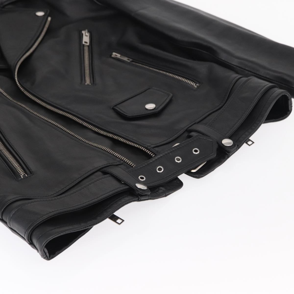 CELINE Riders Jacket Leather 50 Black Auth ym067M