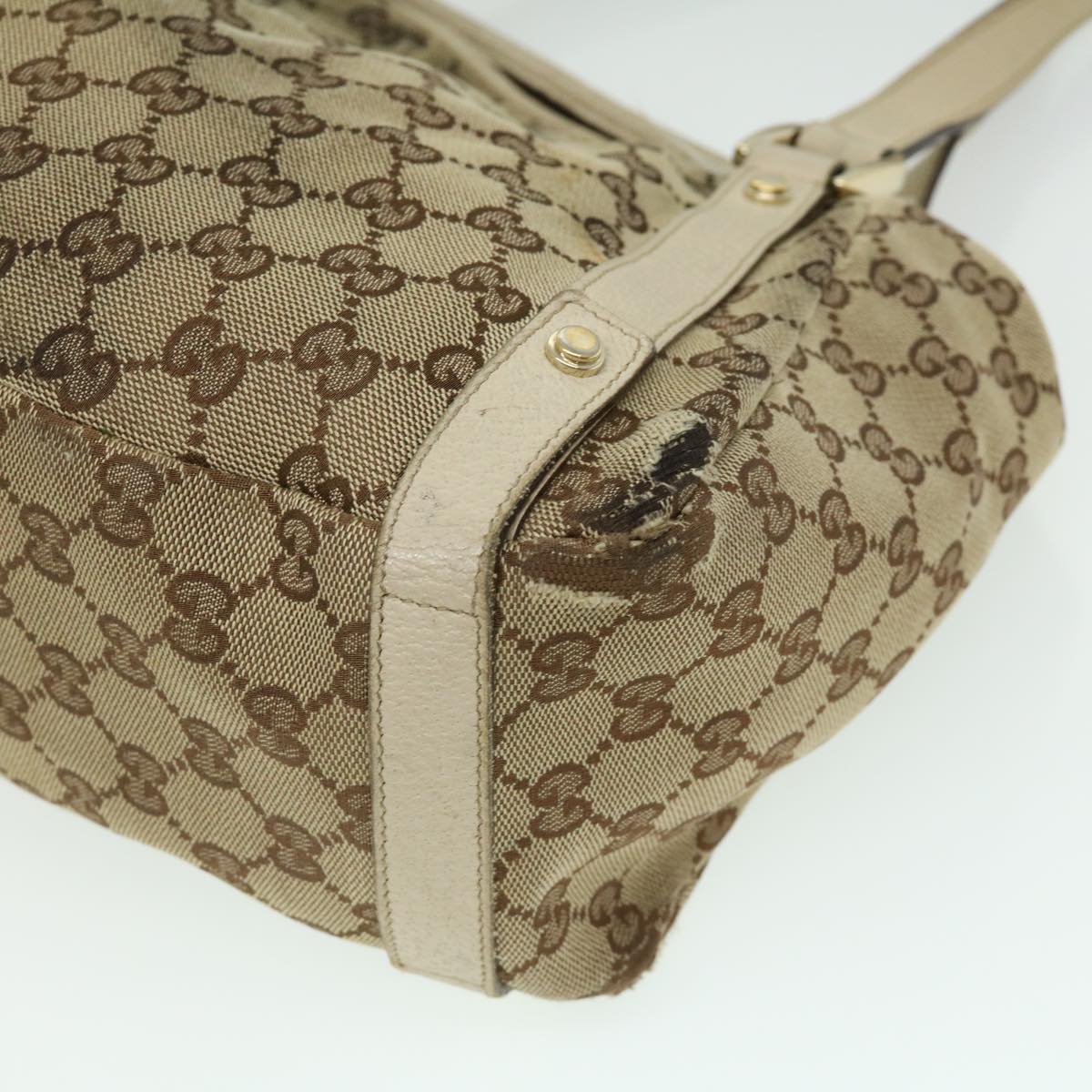 GUCCI GG Canvas Shoulder Bag Beige White 130736 Auth yt927