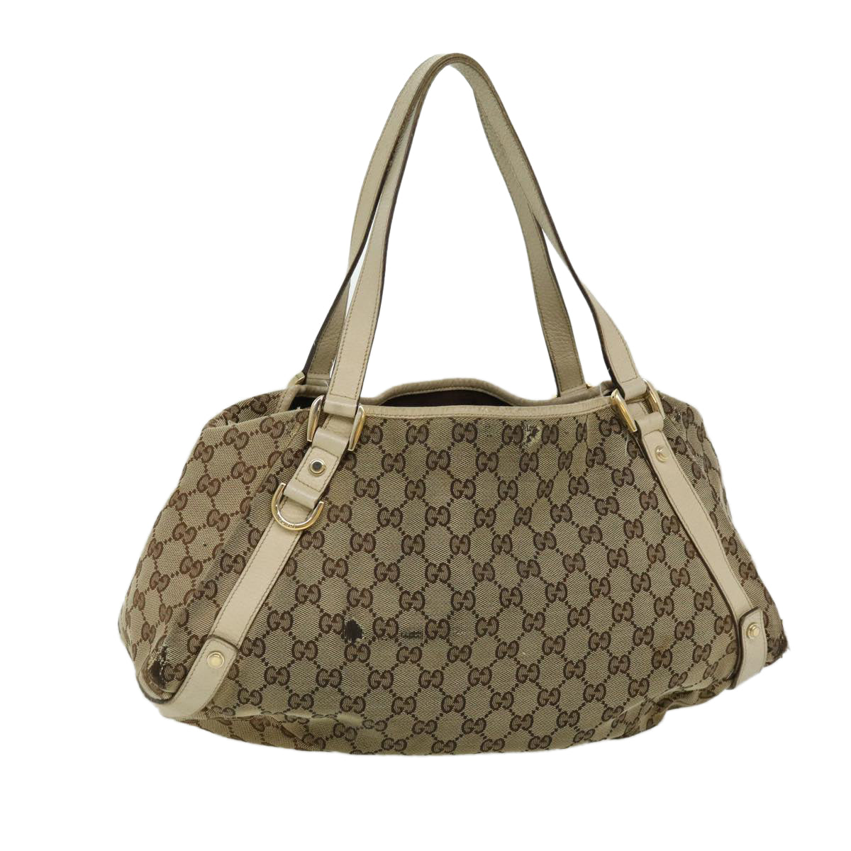 GUCCI GG Canvas Shoulder Bag Beige White 130736 Auth yt927