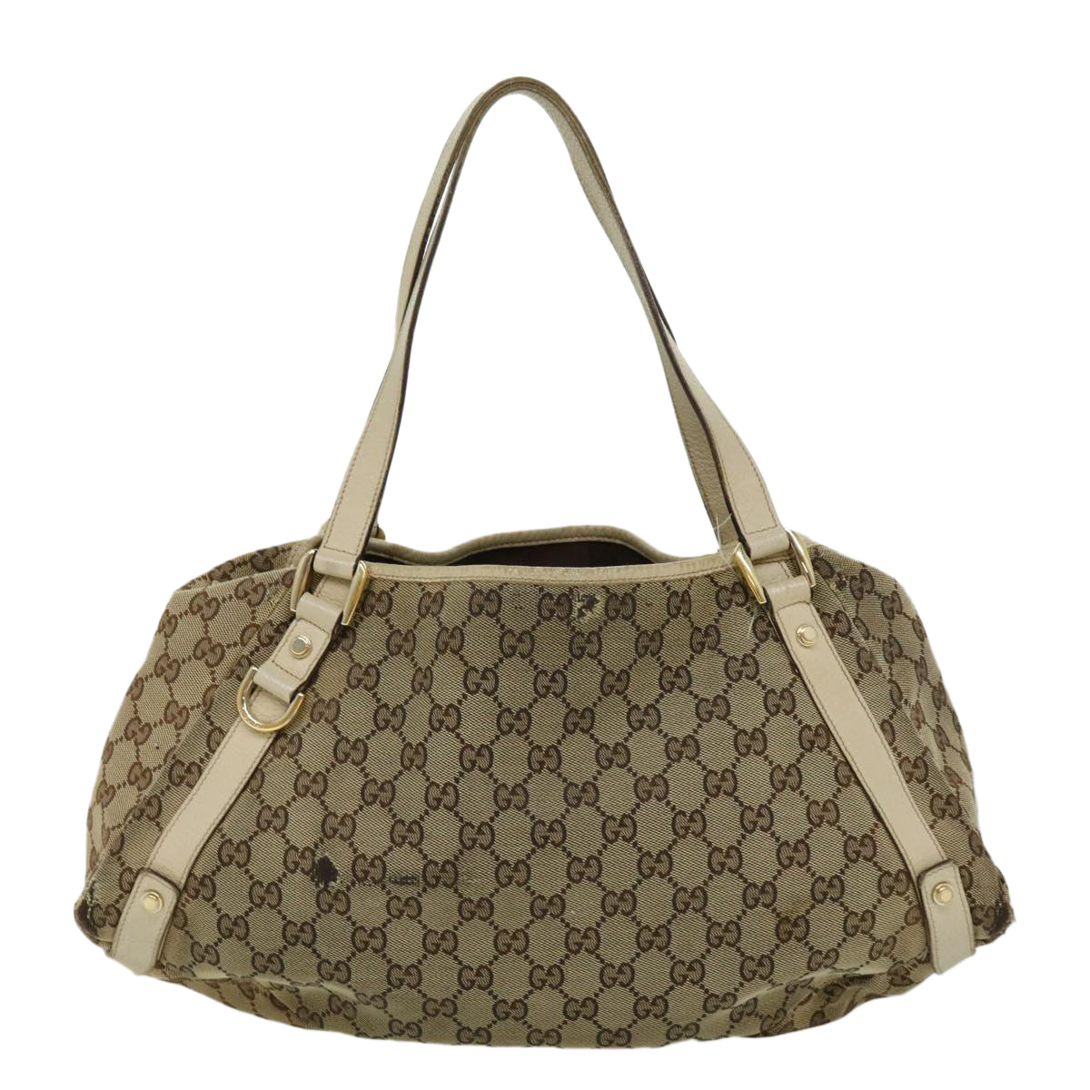 GUCCI GG Canvas Shoulder Bag Beige White 130736 Auth yt927