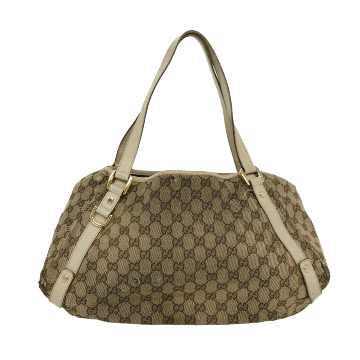 GUCCI GG Canvas Shoulder Bag Beige White 130736 Auth yt927