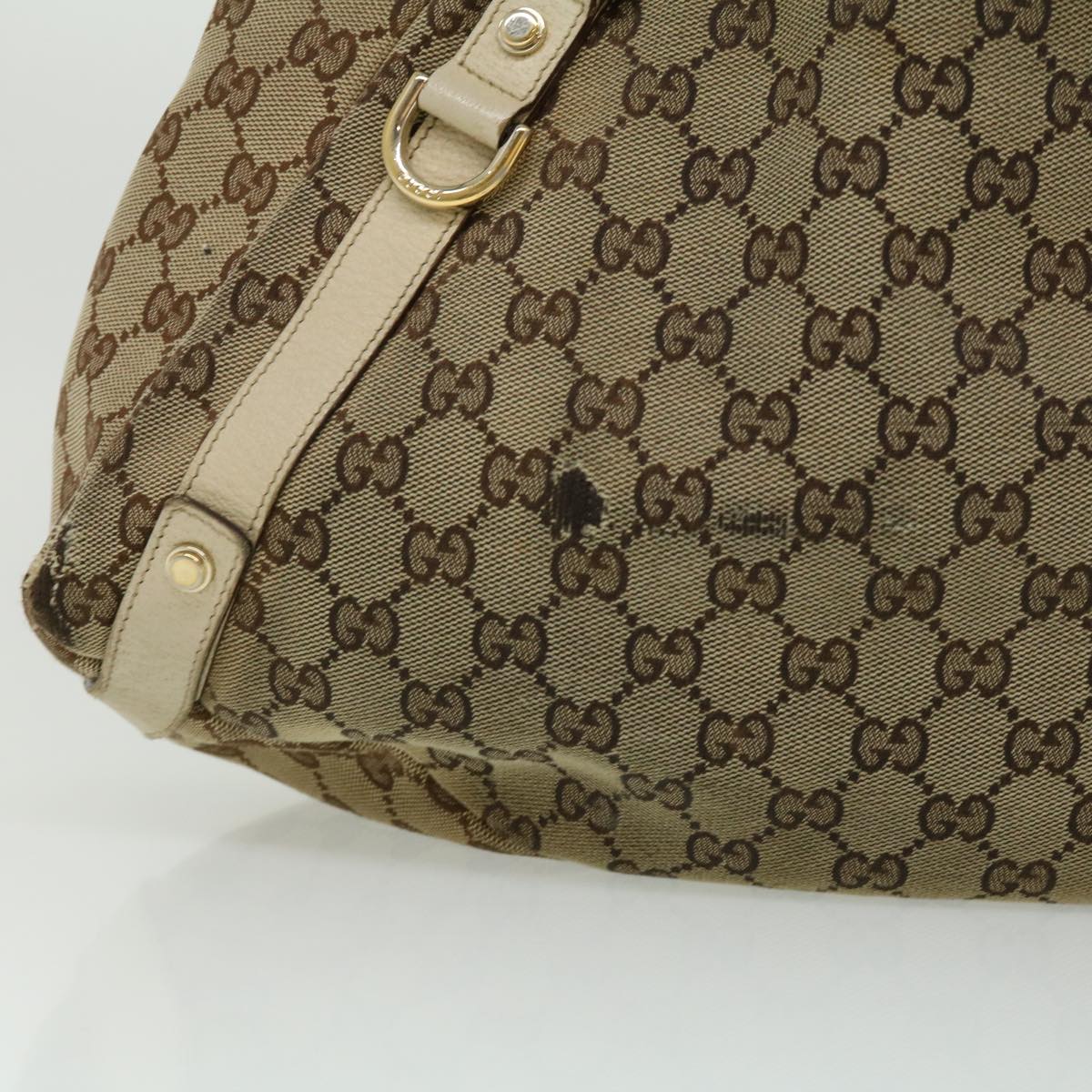 GUCCI GG Canvas Shoulder Bag Beige White 130736 Auth yt927