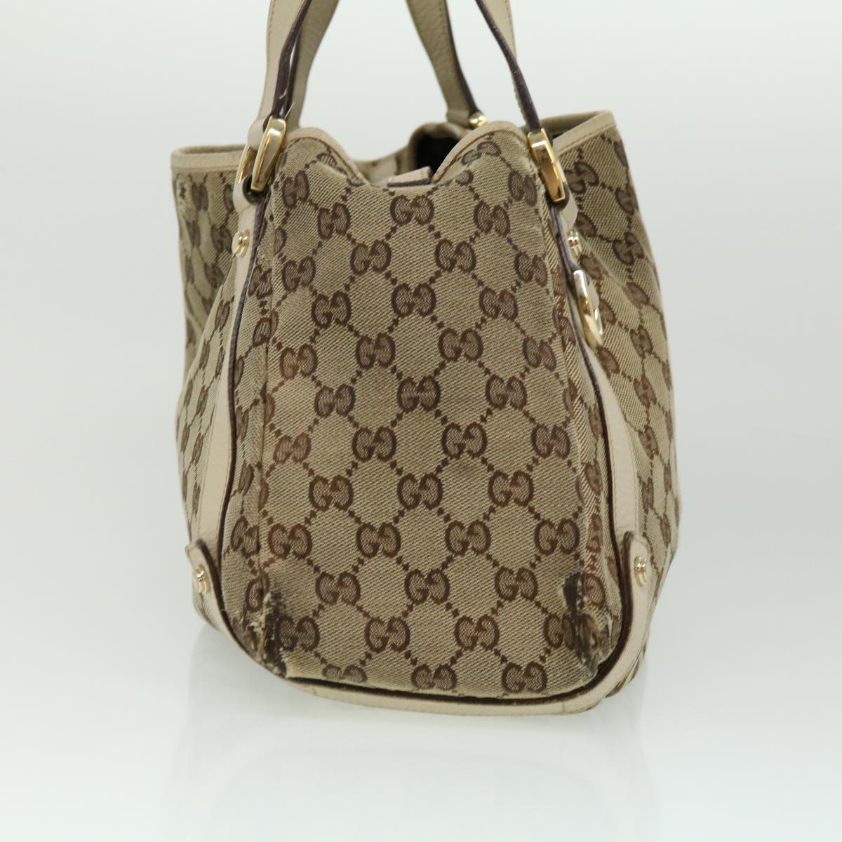 GUCCI GG Canvas Shoulder Bag Beige White 130736 Auth yt927