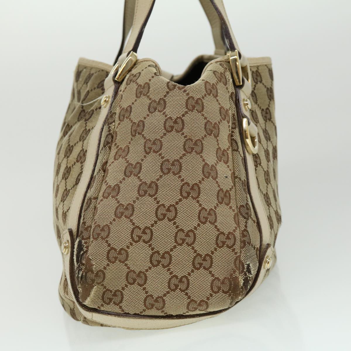 GUCCI GG Canvas Shoulder Bag Beige White 130736 Auth yt927