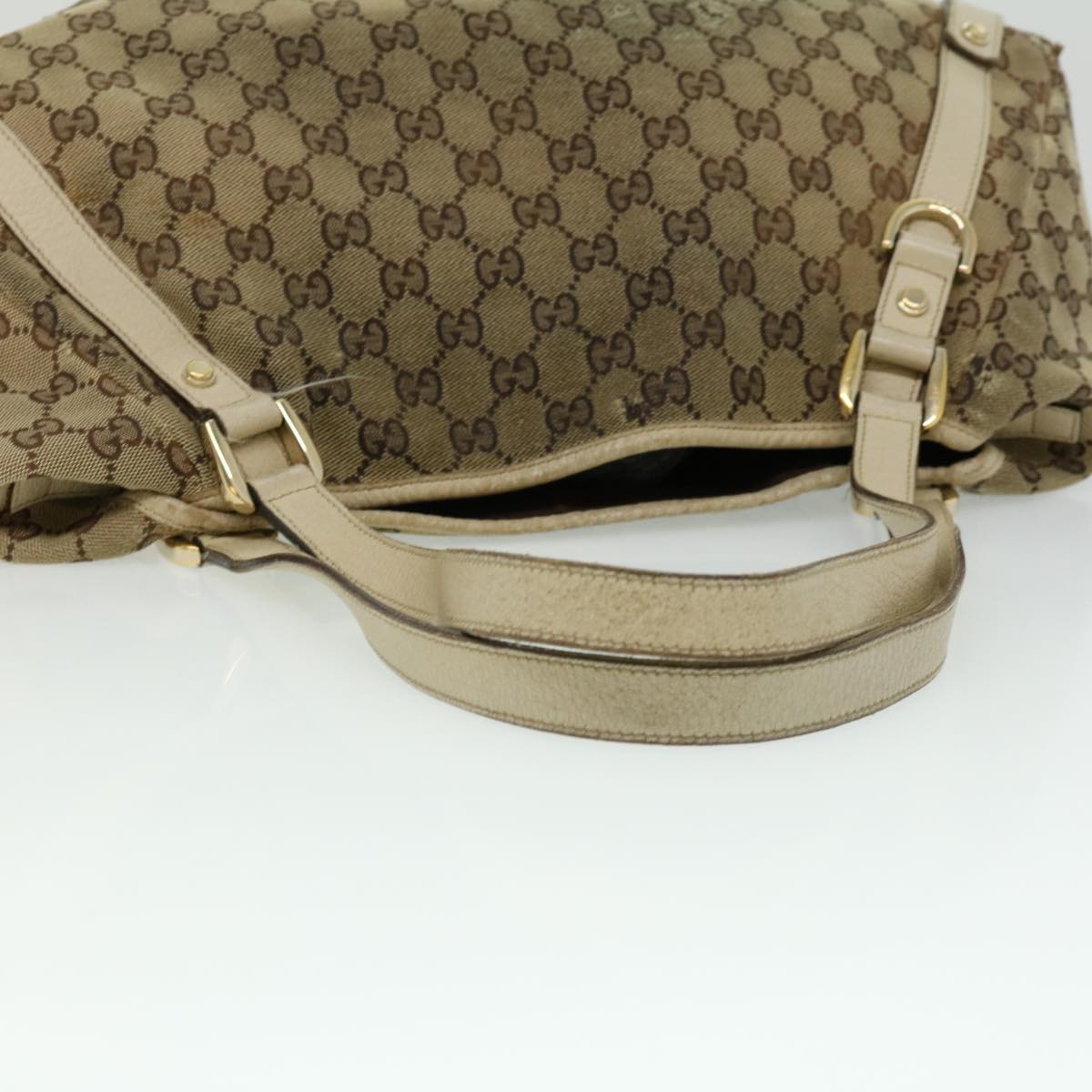 GUCCI GG Canvas Shoulder Bag Beige White 130736 Auth yt927